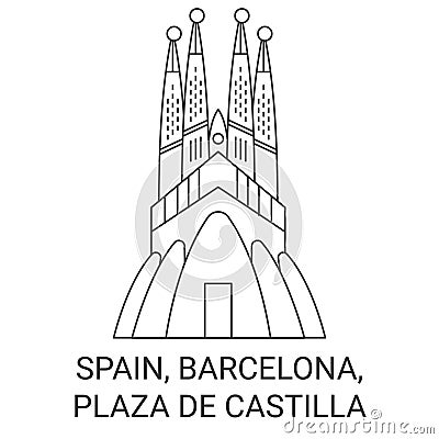 Spain, Barcelona, Sagrada Familia travel landmark vector illustration Vector Illustration