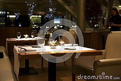 Spain, Barselona - November 19, 2013. Uma restaurant. design in the evening Editorial Stock Photo