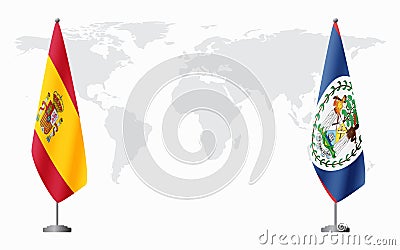 Spain and Belize flags for official meeting Vector Illustration