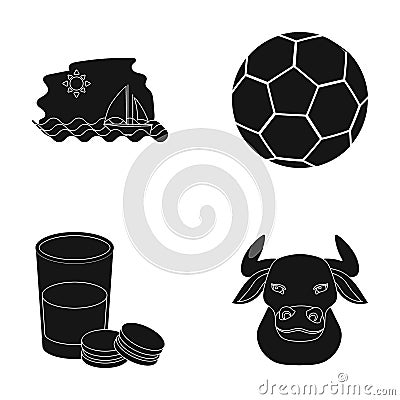 Spain, bullfights and or web icon in black style. Food, sports icons in set collection. Vector Illustration