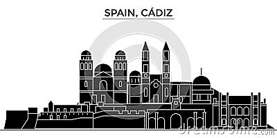 Spain, Cadiz architecture vector city skyline Vector Illustration