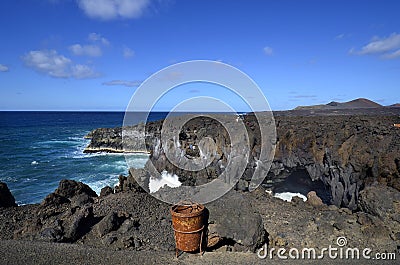 Spain, Canary Island, Lanzarote, Los Hervideros Editorial Stock Photo