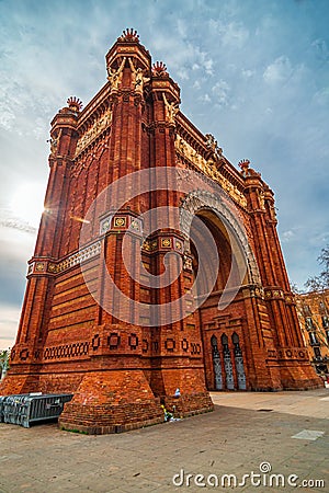 Arc de Triomf or Arco de Triunfo in Spanish - triumphal arch in the city of Barcelona in Catalonia Stock Photo