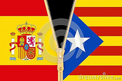Spain and Catalonia, referendum and independence concept. 3D rendering Stock Photo