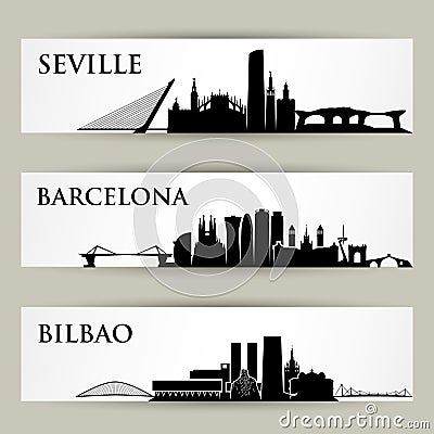 Spain cities skylines - vector illustration Vector Illustration