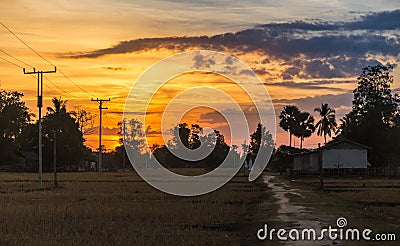 Spain,Consuegra. windmills on sunset Stock Photo