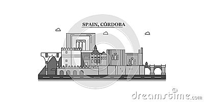 Spain, Cordoba city skyline isolated vector illustration, icons Vector Illustration