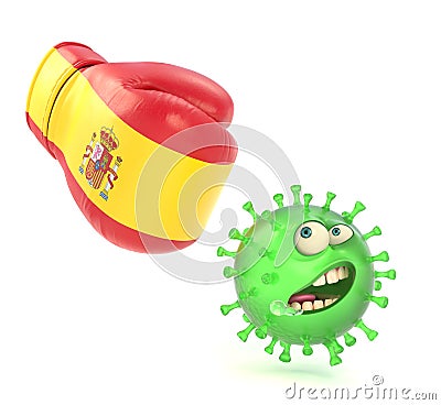 Spain fights the coronavirus pandemic Cartoon Illustration