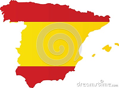 Spain flag map Vector Illustration
