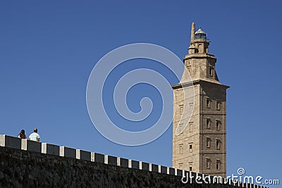 Spain, Galicia, A Coruna, Hercules Tower Lighthouse Stock Photo