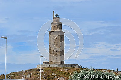 Spain, Galicia, A Coruna, Hercules Tower Lighthouse Stock Photo