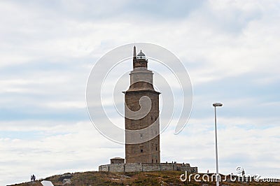 Spain, Galicia, A Coruna, Hercules Tower Lighthouse Stock Photo