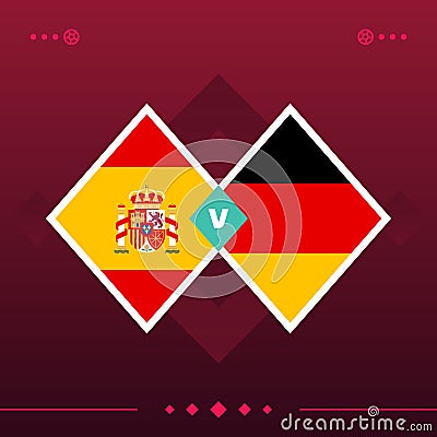 Spain, germany world football 2022 match versus on red background. vector illustration Vector Illustration