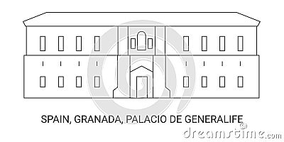 Spain, Granada, Palacio De Generalife, travel landmark vector illustration Vector Illustration