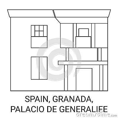 Spain, Granada, Palacio De Generalife travel landmark vector illustration Vector Illustration