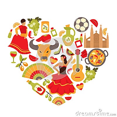 Spain heart print Vector Illustration