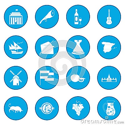 Spain icon blue Vector Illustration