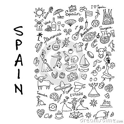 Spain, icons collection. Sketch for your design Vector Illustration