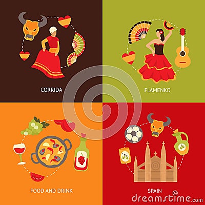 Spain icons composition set Vector Illustration