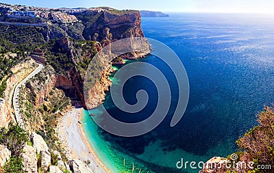 Spain, Landscape of Creek of Moraig with the beach, Benitatxell, Alicante Stock Photo