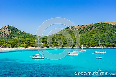 Spain Majorca beach bay of Cala Agulla in Cala Ratjada Stock Photo