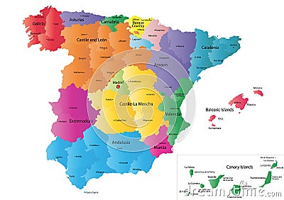 Spain map Cartoon Illustration