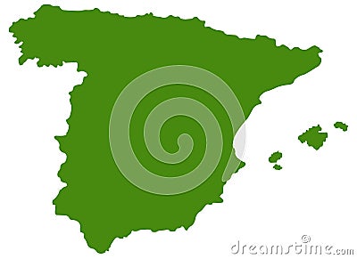 Spain map - sovereign state on the Iberian Peninsula in Europe Vector Illustration