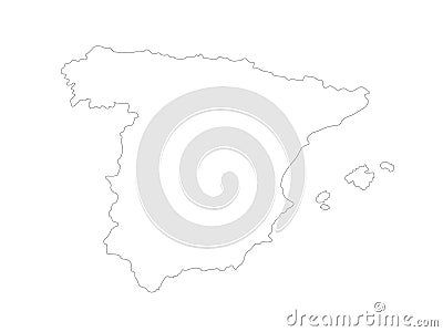 Spain map - sovereign state on the Iberian Peninsula in Europe Vector Illustration