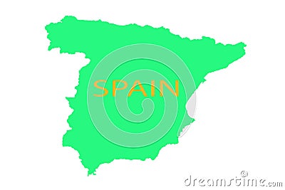 Spain on the map united vision world yellow Stock Photo