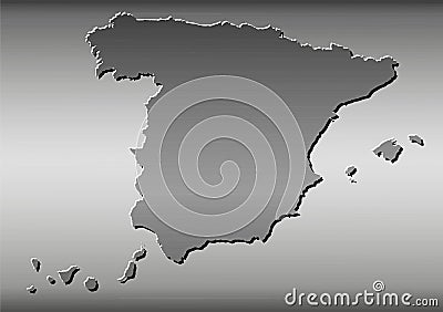 Spain Map, Wire drawing, Metal Stock Photo