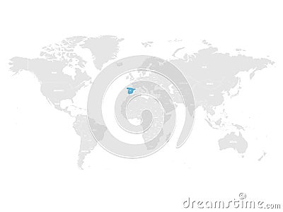Spain marked by blue in grey World political map. Vector illustration Vector Illustration