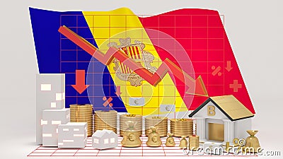 Andorra, The nation's economy is in a recession. wealth fall economic recession ,business and investment,3d rendering Stock Photo