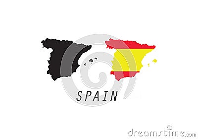 Spain outline map national borders Vector Illustration