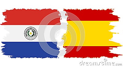 Spain and Paraguay grunge flags connection vector Vector Illustration