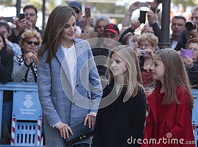 Spain Queen Letizia and princesses Editorial Stock Photo