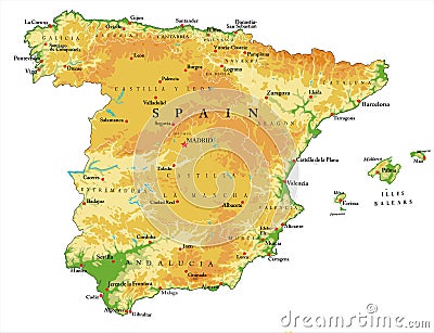 Spain relief map Vector Illustration