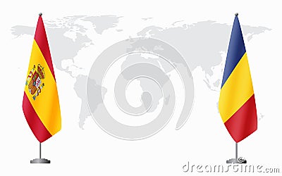 Spain and Romania flags for official meeting Vector Illustration