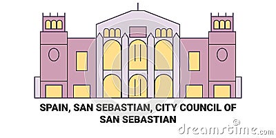 Spain, San Sebastian, City Council Of San Sebastian travel landmark vector illustration Vector Illustration