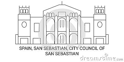 Spain, San Sebastian, City Council Of San Sebastian travel landmark vector illustration Vector Illustration