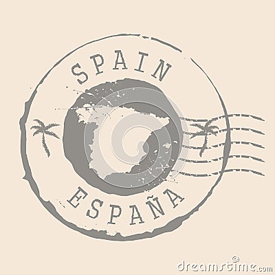 Spain Stamp Postal. Map Silhouette rubber Seal. Design Retro Travel. Seal of Map Spain grunge for your web site design, app, UI. Vector Illustration