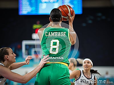 Liz Cambage in action during basketball match ARGENTINA vs AUSTRALIA Editorial Stock Photo