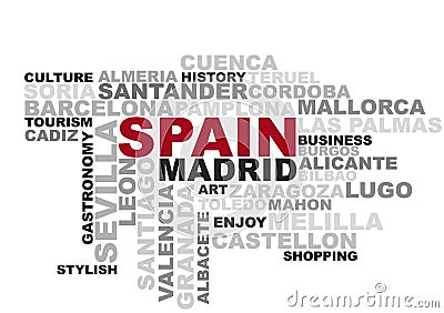 Spain cities and concepts text cloud Stock Photo