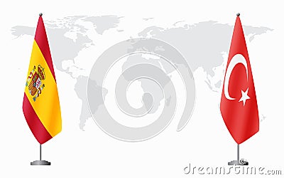 Spain and Turkey flags for official meeting Vector Illustration