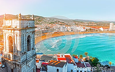 Spain. Valencia, Peniscola. View of the sea from a height of Po Stock Photo