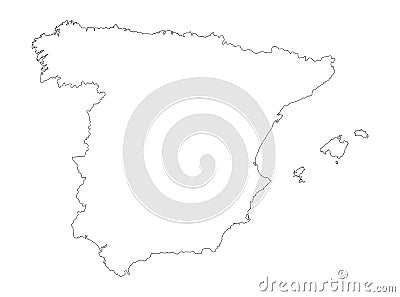 Spain vector map contour silhouette. Cartoon Illustration