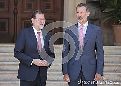 Spains King and Prime minister summer Meeting Editorial Stock Photo