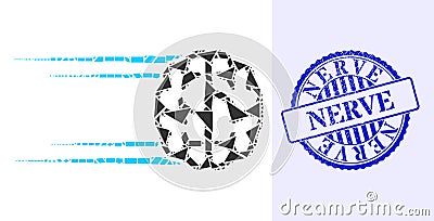 Spall Mosaic Rush Brain Icon with Nerve Scratched Rubber Imprint Vector Illustration