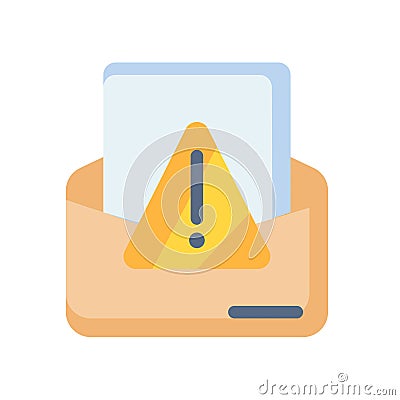 Spam alert email warning single isolated icon with flat style Vector Illustration