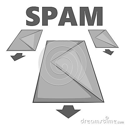 Spam e-mails icon, monochrome style Vector Illustration