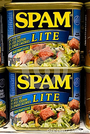Spam Lite on Grocery Store Shelf Editorial Stock Photo